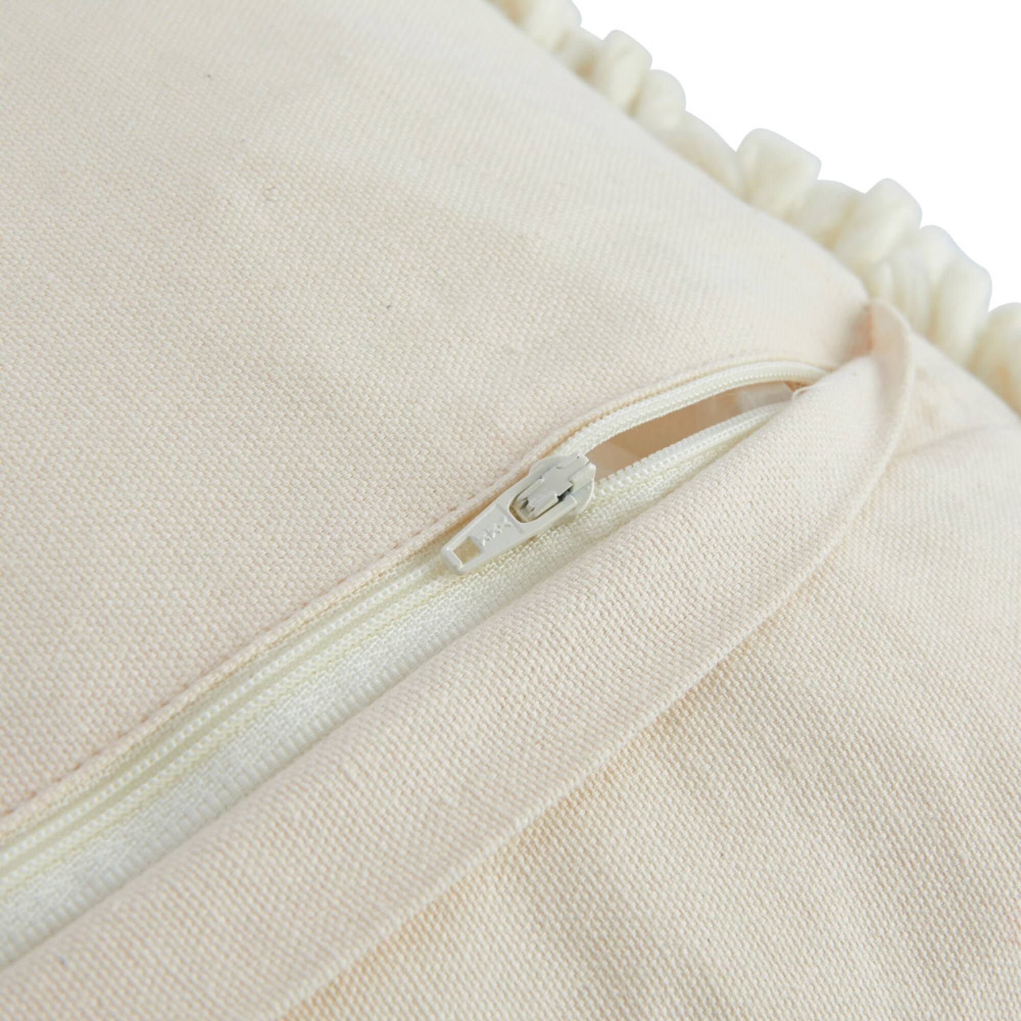 Hello Honey® Cream & Red "Peachy" Tufted Wool & Cotton Lumbar Pillow